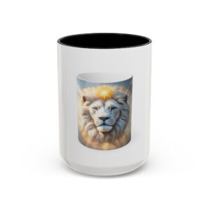 Lion of Light Accent Coffee Mug — Spiritual White Lion Art (11/15 oz)
